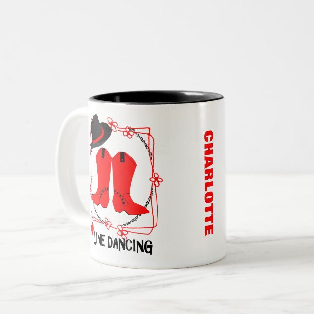 Love Country Line Dancing Cute Personalized Two-Tone Coffee Mug (Front Left)