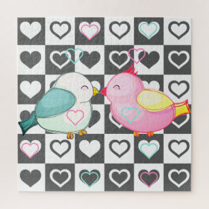 Love Couple Birds Jigsaw Puzzle Coeurs romantiques