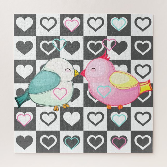 Love Couple Birds Jigsaw Puzzle Hearts Romantic (Vertical)