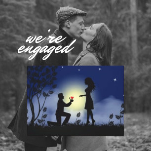  Love Couple Modern  Engagement Silhouettes  Canvas Print