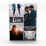Love couple Photo Collage Block<br><div class="desc">Customize this photo block with up to four of your favourite shots together. Personalize with your names and special date. Elegant and trendy a perfect gift for wedding anniversaries.</div>