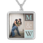 Love Couple Photo & Initials Monogram Necklace