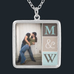 Love Couple Photo & Initials Monogram Necklace<br><div class="desc">Beautiful pendant customized with your photo and initials. Makes a beautiful gift for engagement,  wedding,  or anniversary.</div>