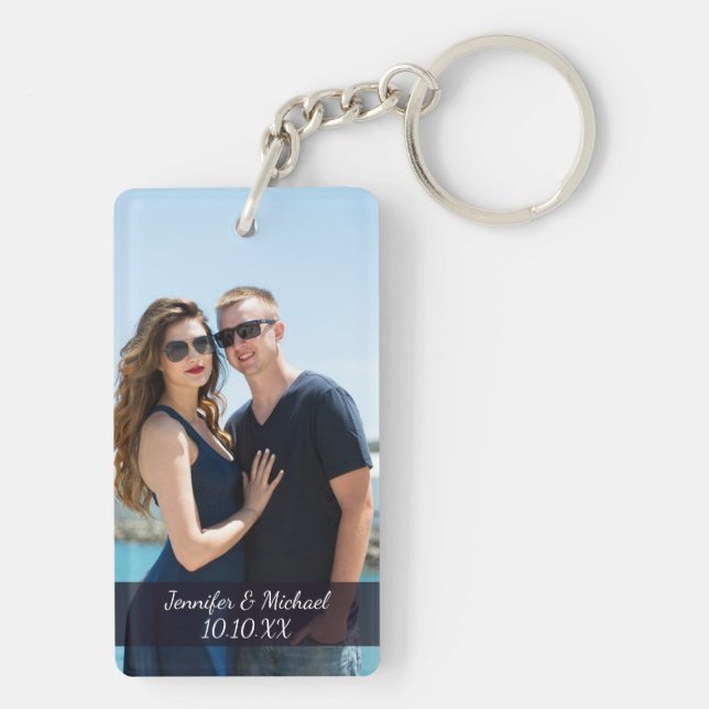 Love Couple Photo Names and Date Keychain (Back)