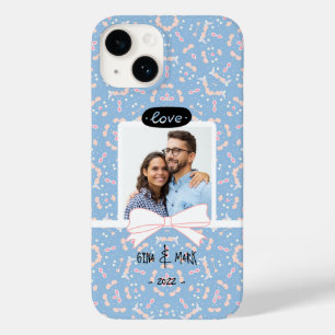 Love Couple Photo Pink Bow Handwritten Names Case-Mate iPhone 14 Case