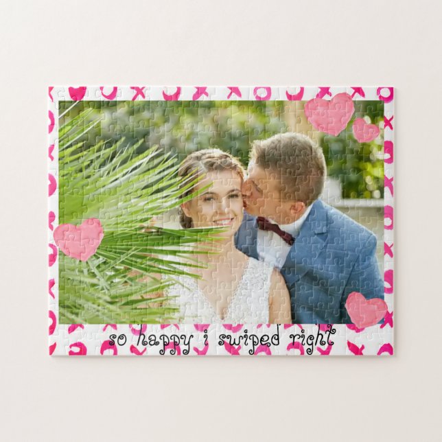 Love Couple SO HAPPY I SWIPED RIGHT Customized Jigsaw Puzzle (Horizontal)