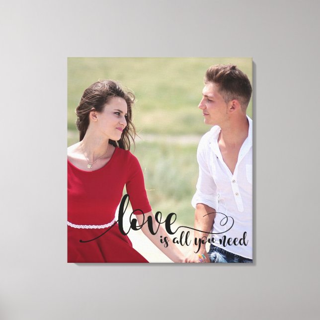 Love | Couple Text Overlay | Create your own Photo Canvas Print (Front)