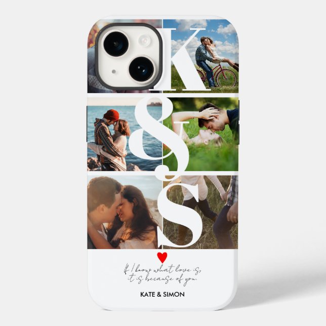 Love Couples Photo Collage Personalized Monogram Case-Mate iPhone Case (Back)