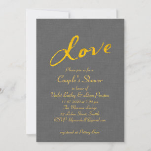 Love Couple's Shower Invitation on Grey Linen