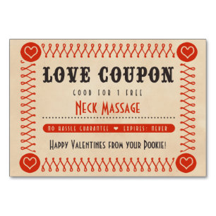 Love Coupons for Couples Valentines or Anniversary Table Number
