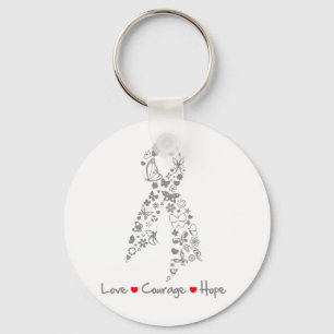 Love Courage Hope Butterfly - Brain Cancer Keychain