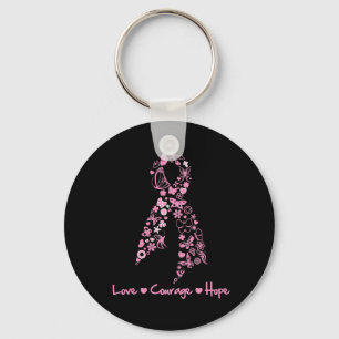 Love Courage Hope Butterfly - Breast Cancer 2 Keychain