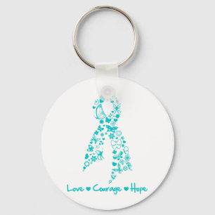Love Courage Hope Butterfly - Ovarian Cancer Keychain