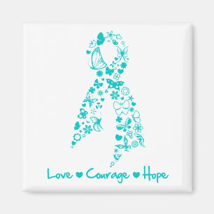 Love Courage Hope Butterfly - Ovarian Cancer Magnet