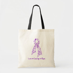 Love Courage Hope Butterfly - Pancreatic Cancer Tote Bag