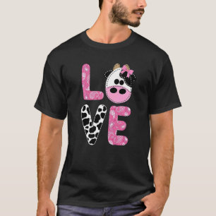 Love Cow Prin Cowgirl Milk Cow Pattern Kids Farmer T-Shirt
