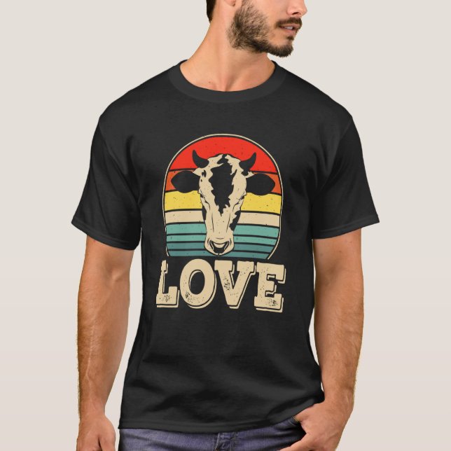 Love Cow Retro Sunset T-Shirt (Front)