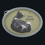 Love Cows: Holstein Dairy Cow Illustration: Farm Oval Belt Buckle<br><div class="desc">Advertise your love for those beautiful Holstein dairy cows who provide us with all that delicious milk,  cream,  and butter!</div>