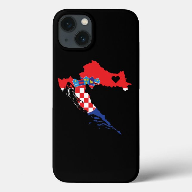 Love Croatia Gift Croatian Pride Heart Case-Mate iPhone Case (Back)