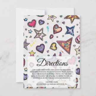 Love & Crystal Wedding Directions Insert Card