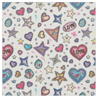 Love & Crystals | Crystal Hearts Seamless Pattern Fabric