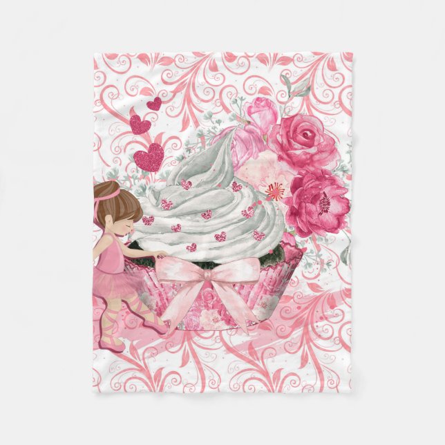 Love Cupcake Fleece Blanket (Front)
