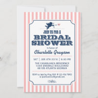 Love Cupid Invitation in Navy Blue and Pink