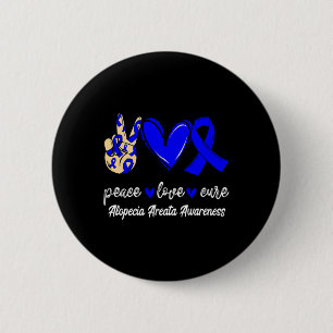 Love Cure Alopecia Areata Blue Ribbon Awareness 2 Inch Round Button