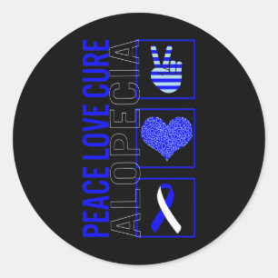 Love Cure Alopecia Awareness Ribbon Warrior Suppor Classic Round Sticker