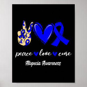 Love Cure Alopecia Blue Ribbon Awareness  Poster