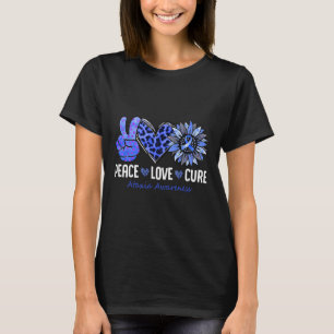 Love Cure Ataxia Awareness Month Blue Sunflower Ri T-Shirt