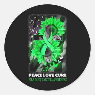 Love Cure Bile Duct Cancer Awareness Sunflower Classic Round Sticker