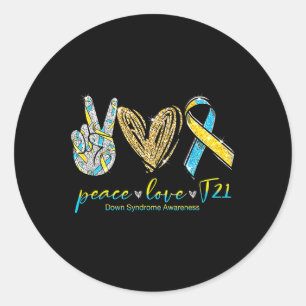 Love Cure Down Syndrome Awareness  Classic Round Sticker