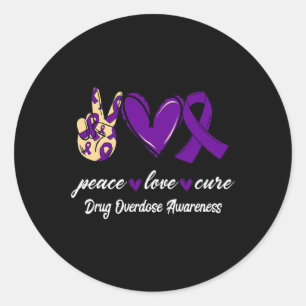 Love Cure Drug Overdose Purple Ribbon Awareness Classic Round Sticker