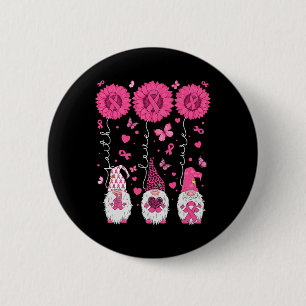 Love Cure Gnomes Sunflower Breast Cancer Awareness 2 Inch Round Button