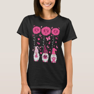 Love Cure Gnomes Sunflower Breast Cancer Awareness T-Shirt