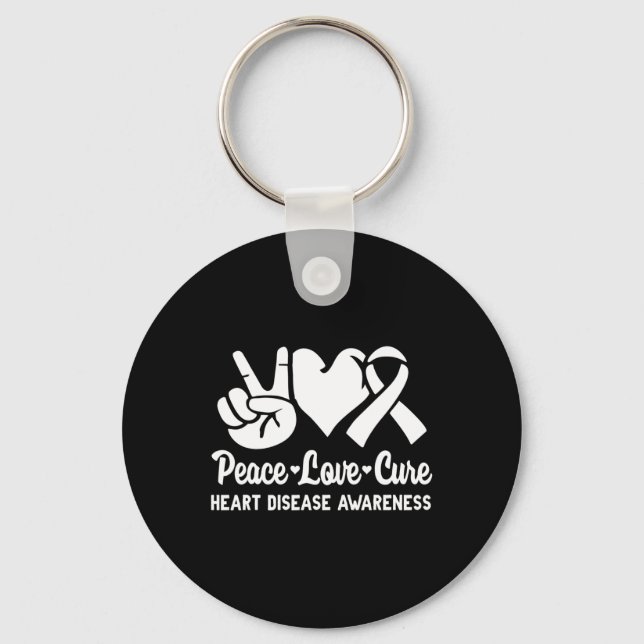 Love Cure Go Red American Heart Disease Awareness  Keychain (Front)