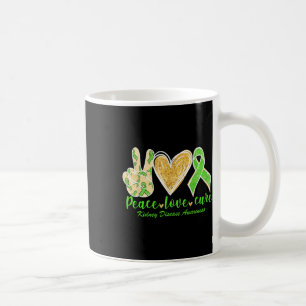 Love Cure Green Ribbon Kidney Disease Awareness 1  Coffee Mug