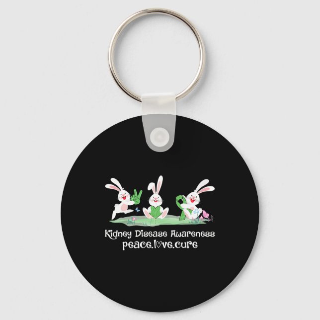 Love Cure Green Ribbon Kidney Disease Awareness Ea Keychain (Front)