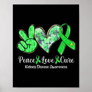 Love Cure Green Ribbon Kidney Disease Awareness Gi Poster