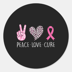 Love Cure Heart Pink Ribbon Breast Cancer Awarenes Classic Round Sticker
