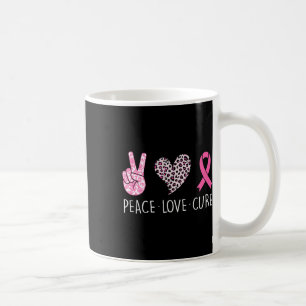 Love Cure Heart Pink Ribbon Breast Cancer Awarenes Coffee Mug