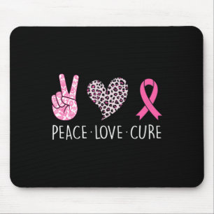 Love Cure Heart Pink Ribbon Breast Cancer Awarenes Mouse Pad