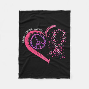 Love Cure Hearted Pink Ribbon Breast Cancer Awaren Fleece Blanket
