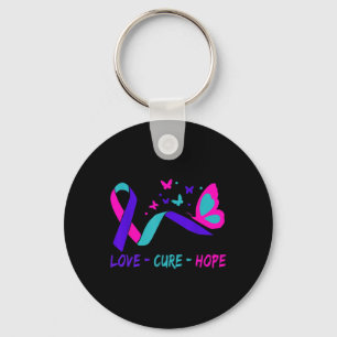 Love Cure Hope Cervical Cancer Warrior Butterfly R Keychain