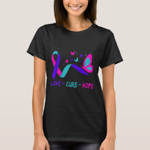 Love Cure Hope Cervical Cancer Warrior Butterfly R T-Shirt