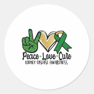 Love Cure Kidney Disease Awareness Ribbon 1  Classic Round Sticker
