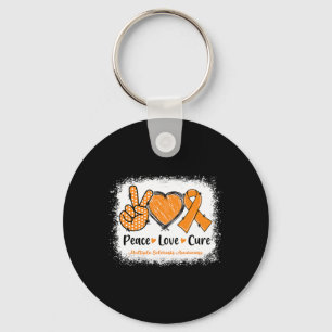 Love Cure Multiple Sclerosis Ms Awareness Orange Keychain
