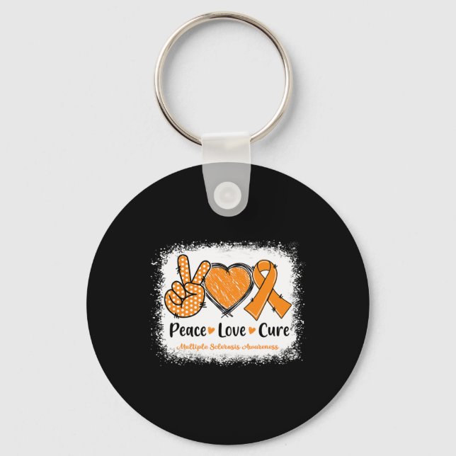 Love Cure Multiple Sclerosis Ms Awareness Orange  Keychain (Front)