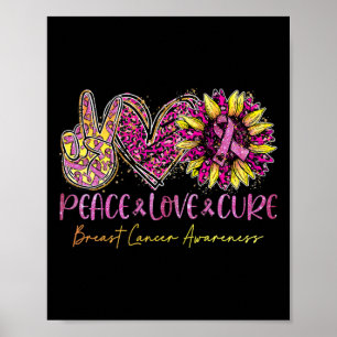 Love Cure Pink Leopard Sunflower Breast Cancer  Poster